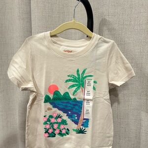 Cat & Jack Cream T-Shirt with Tropical Scene